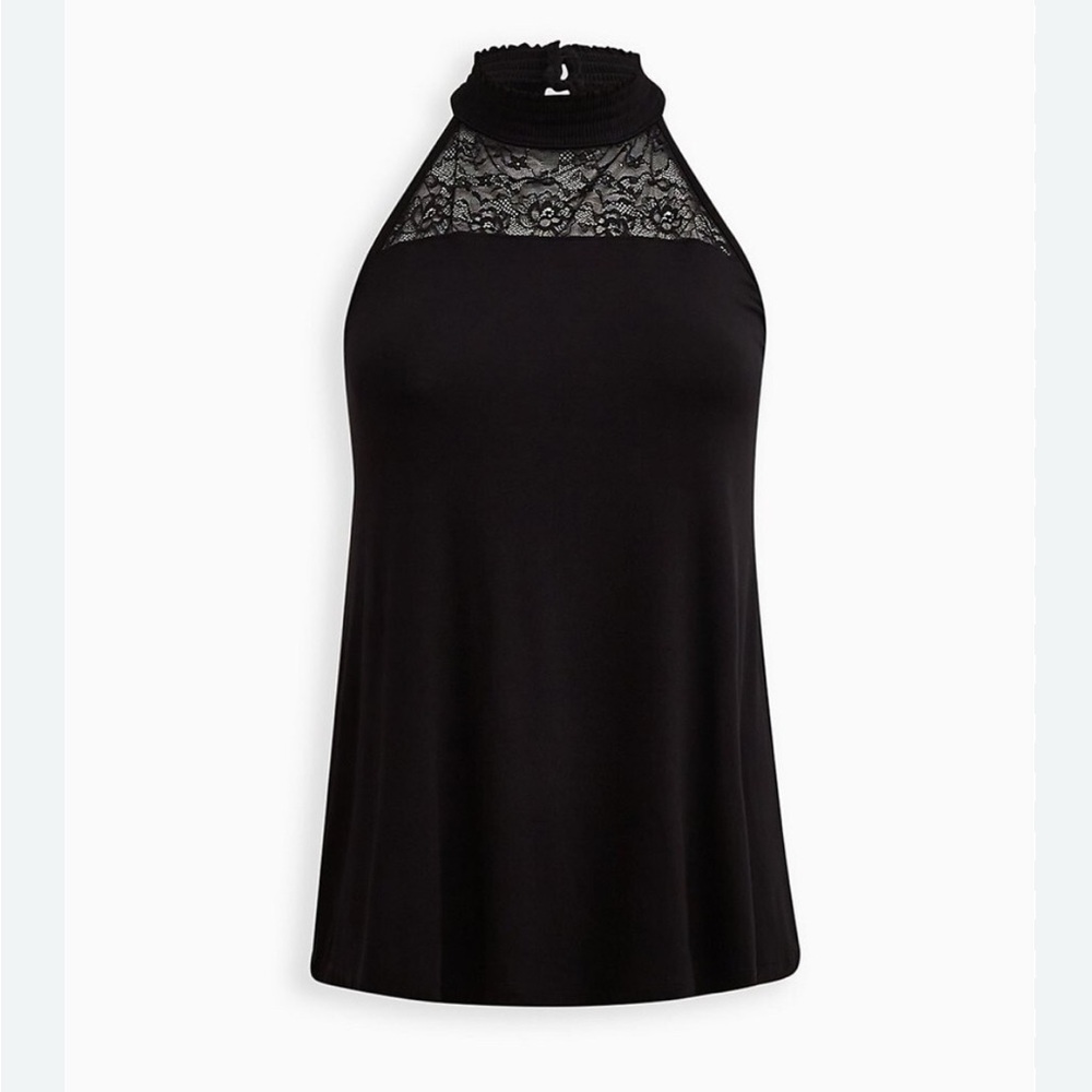 Torrid Lace Yoke Halter Super Soft Black with lace size 3 or 3x